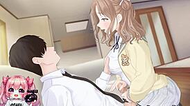 Hot college girl intensely rides and gives handjob for cumshot