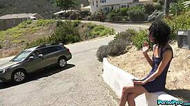 Cute Skinny Black Babe Bangs Stranger!