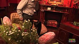 Brunette babe fucks hard, big tits bouncing wildly.