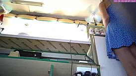 Blonde step sister, show me upskirt!