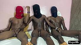 Threesome Action with Three Black Big Dicks Pounding Hard in Homemade Clip