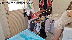 Teasingly Revealing My Natural Tits and Pussy in Panties