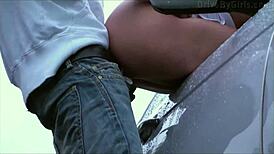 Girl Exposes Butt for Public Gangbang