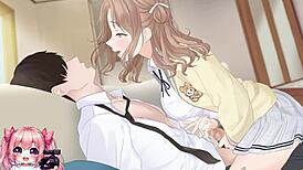 Hot college girl intensely rides and gives handjob for cumshot