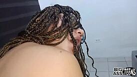 hot latina with perfect round ass rides dildo before stepbrother’s cock creampie