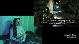 Naked Brunette Plays Deadspace Part 2