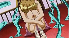 In this anime scene, a big titty babe gets her pussy licked.