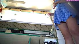 Blonde step sister, show me upskirt!