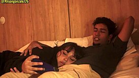 Watching Netflix with my stepsister, but I couldn't resist shoving my cock in her mouth, almost getting caught