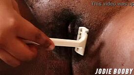 Shaving my slut pussy while squirting and fingering wetly, feeling so emotional