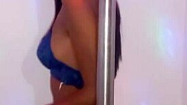 skinny brunette student bribing teacher on halloween for homemade pole dance porn