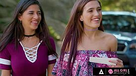 allgirlmassage turns gabriela lopez and her girlfriend on with tits, ass, and muff diving massage