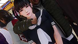 koharu gets bent over and pounded hard on train in hentai