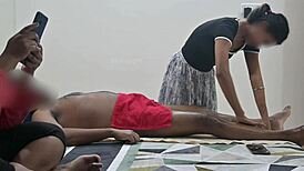 Flashing My Dick to Massage Girl While Wife Watches