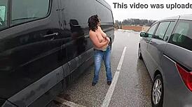 Mature Curvy Whore Flashes Thong In Outdoor Humiliation Fetish