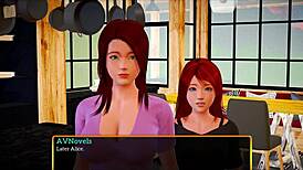 i'm exploring my new family's big asses and tits in this hentai game, fucking them all with my monster cock