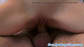 young eurobabe fucks grandpa outdoors with small tits and kissing 😏🌳