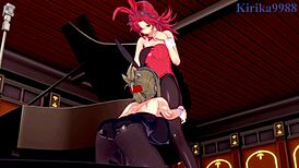 Festenia, Chitose, and Sagiri enjoy intense lesbian play in hentai