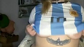 blonde girl in panties waits for something exciting