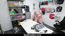 shoplifter lily larimar bent over for blowjob at work