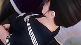 koharu gets bent over and pounded hard on train in hentai