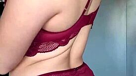 College girl teases tight pussy in lingerie