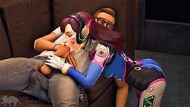 d va and fuckbuddies go wild with ass play and blowjobs.