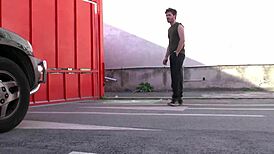 french milf brunette handles 3 cocks in parking lot with anal