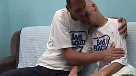 gay bareback hardcore sex with creampie and blowjob action