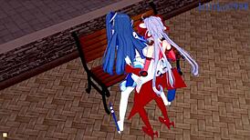 Tsubasa Kazanari and Maria Cadenzavna Eve and Chris Yukine Intense Lesbian Play and Futanari Sex - Symphogear Hentai