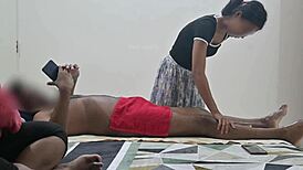 Flashing My Dick to Massage Girl While Wife Watches