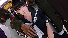 koharu gets bent over and pounded hard on train in hentai