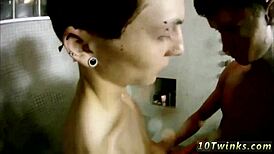 gay twink bareback action in hot bathroom xxx scene
