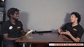 The Muscle Security Officer Just Gave a Hot Bj and Then Bareback Drilled the Gay Guy.