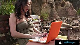 Hairy pussy lover Ashley Adams in romantic fingering session