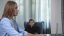 Hot blonde teacher rides her students big cock