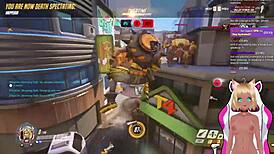 Vtuber Lewdneko gets spanked while playing Overwatch, part 2