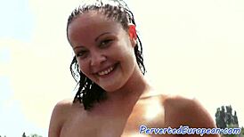 euro babe, why are you pissing on grandpa's cock