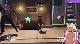 Vtuber Lewdneko gets spanked while playing Overwatch, part 2