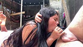 curvy neighbor sneaks in, catches me naked for a suck