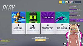 Vtuber Lewdneko gets spanked while playing Overwatch, part 2