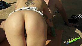 European casting turns into outdoor anal and public fingering fun