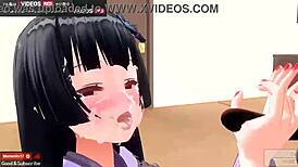 uncensored anime lady turns wild for hardcore japanese hentai creampie play.