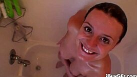 Teen Denice K Models Lingerie In Close-Up Bathing Scene