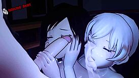 Team RWBY indulges in group masturbation and fingering orgy.