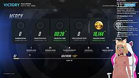 Vtuber Lewdneko gets spanked while playing Overwatch, part 2