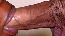 Big white cock ejaculates in ebony slut mouth and swallow