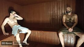 Married Man in Sauna Pounds Deep into Naughty Guy