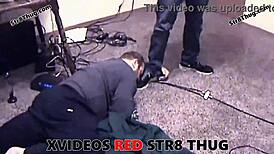 submissive gay worships feet with intense domination and cumshot passion