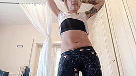 Sweaty and Satisfied After Intense Gym Session in Tight Leggings. My Workout Leaves Me Pumped and Ready.